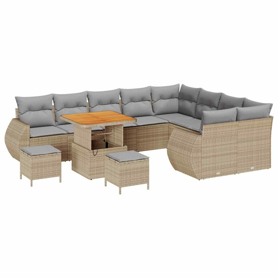Ensemble de canapé de jardin 12 pcs beige et gris clair