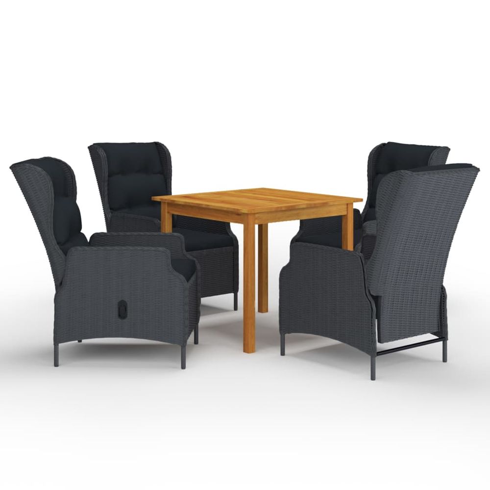 Ensemble à manger de jardin 5 pcs gris foncé