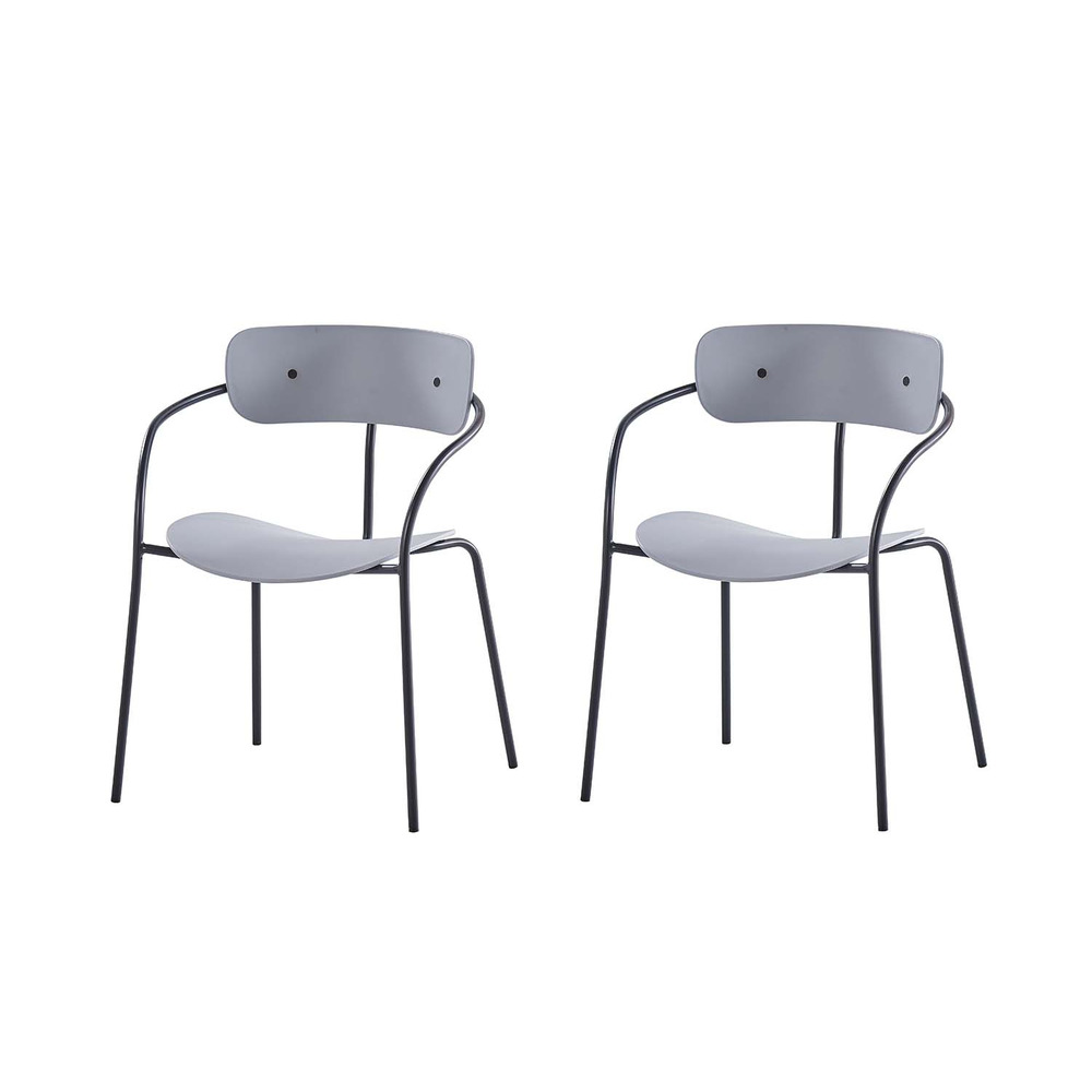 Lot de 2 chaise design gris clair alexia