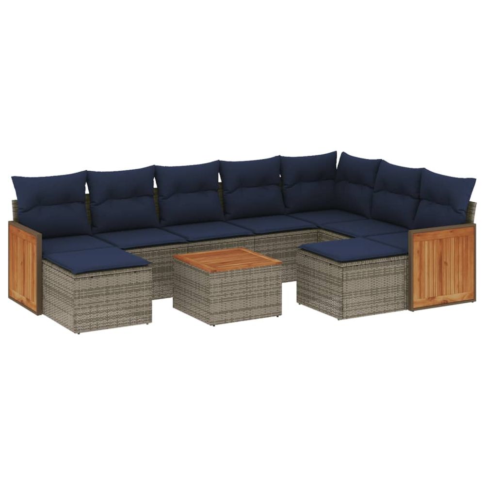 Ensemble de canapé de jardin 10 pcs avec coussins gris