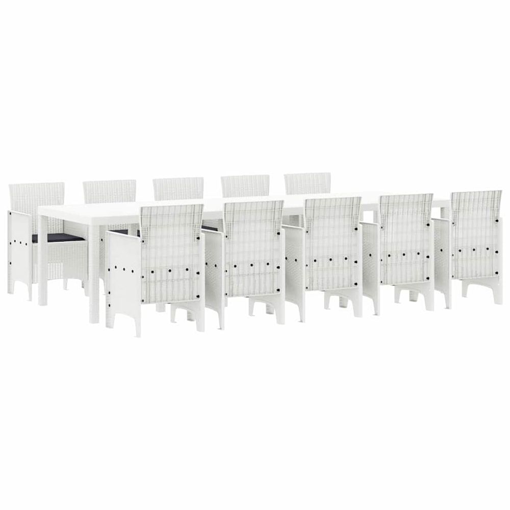 Ensemble de salle à manger pour jardin 11 pc blanc