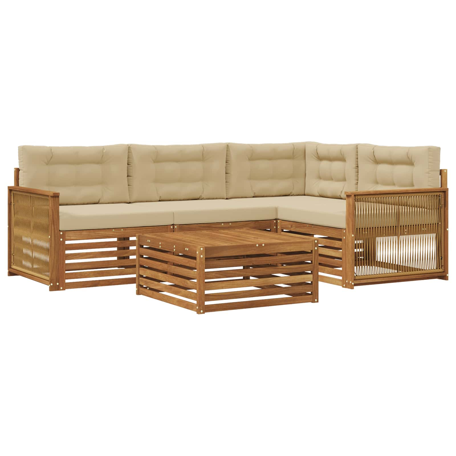 Ensemble de canapés d'extérieur 5 pcs naturel et beige