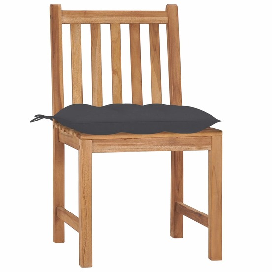 Chaises de jardin lot de 2 avec coussins bois de teck massif