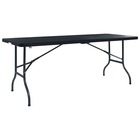 Table pliable de jardin noir 180x75x72 cm pehd imitation rotin