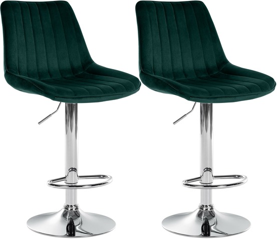 Lot de 2 tabourets de bar toni velours chrome