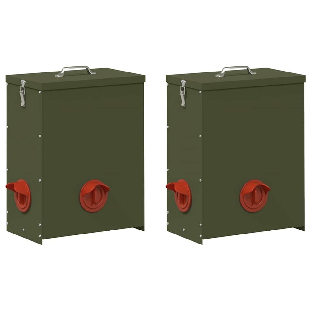 Mangeoire pour poules 2 vert olive 32,5 x 20,5 x 43 cm 25 kg