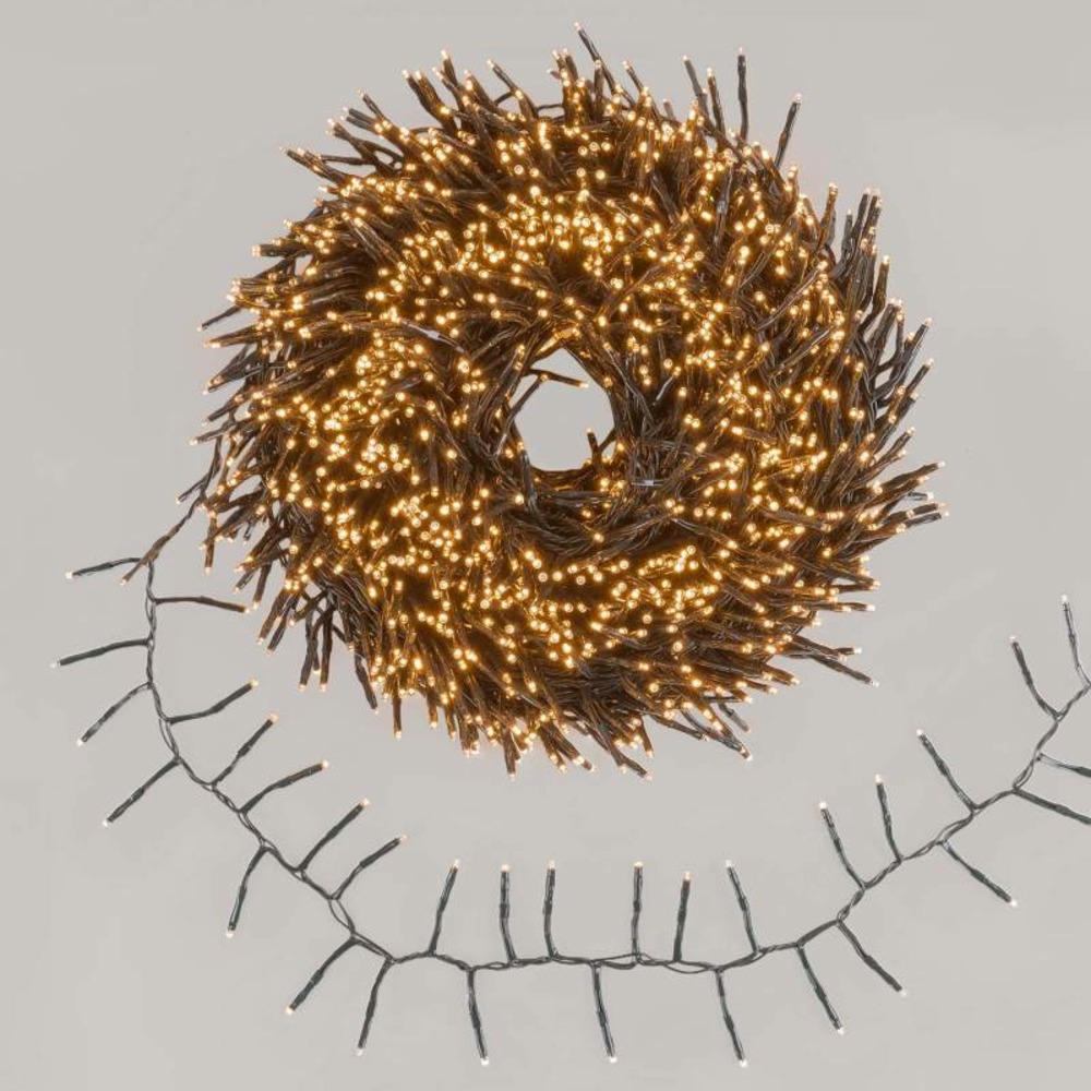 Guirlande mini boa 50m 2500 led blanc chaud 8g lumière fixe+7 modes d'animations ip44