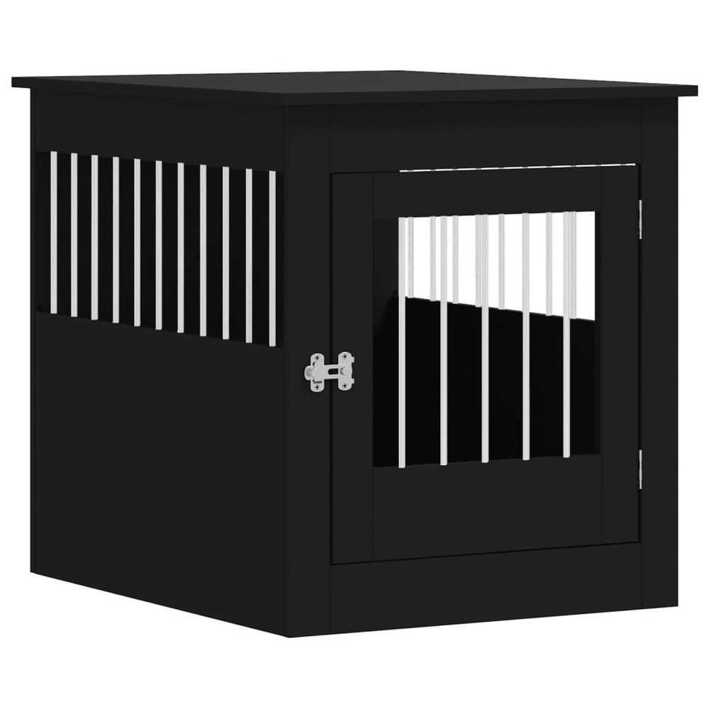 Meuble de cage pour chiens noir 64,5x80x71 cm bois d'ingénierie