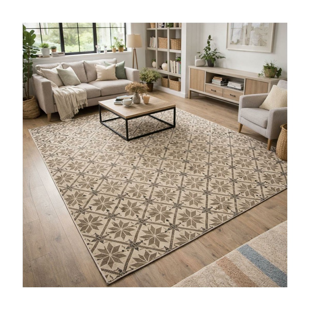 Tapis chambre 60x110 tissé ivoire rectangle lyn49 carode