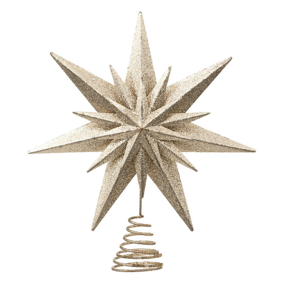 Déco sapin de noël cimier etoile double dorée pailletée