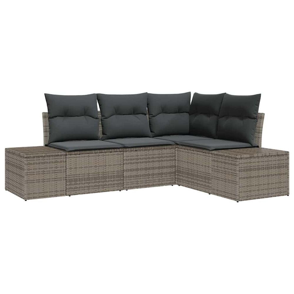 Ensemble de canapé de jardin 4 pc gris polyrotin