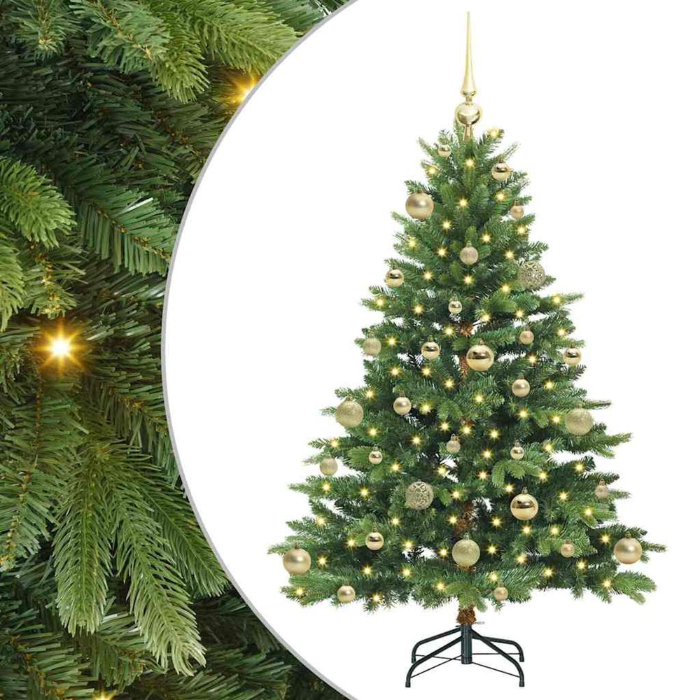 Sapin de noël artificiel avec 150 led vert 120 cm pe et pvc
