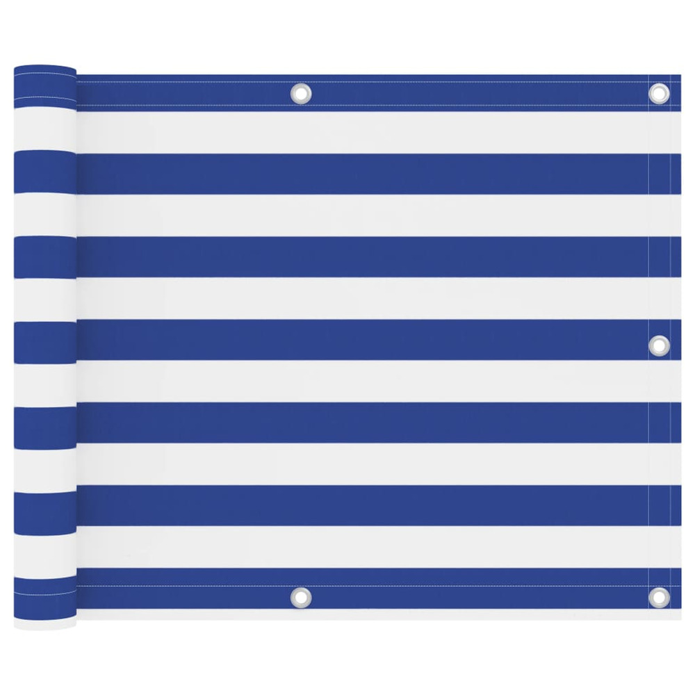 Écran de balcon blanc et bleu 75x400 cm tissu oxford