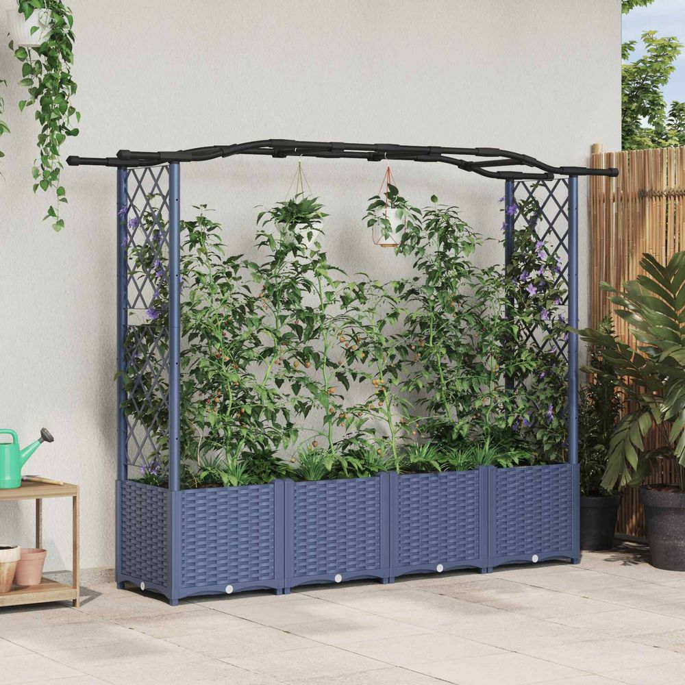 Bac fleurs surélevé polypropylène extérieur jardinage vertical 204cm gris