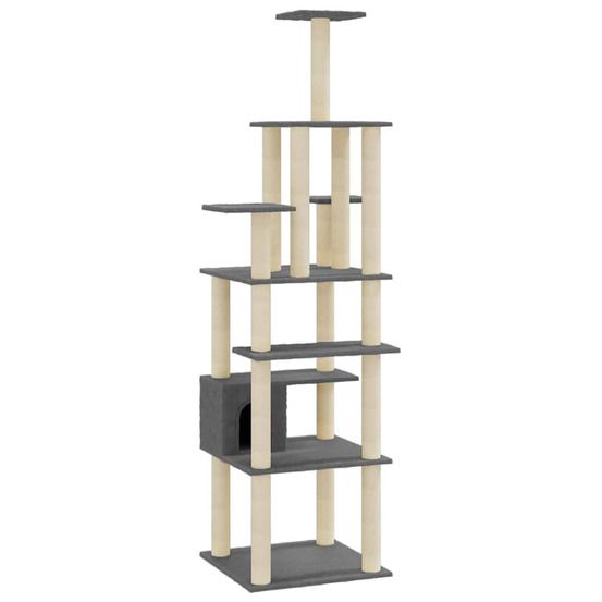 Arbre à chat avec griffoirs en sisal gris foncé 183 cm