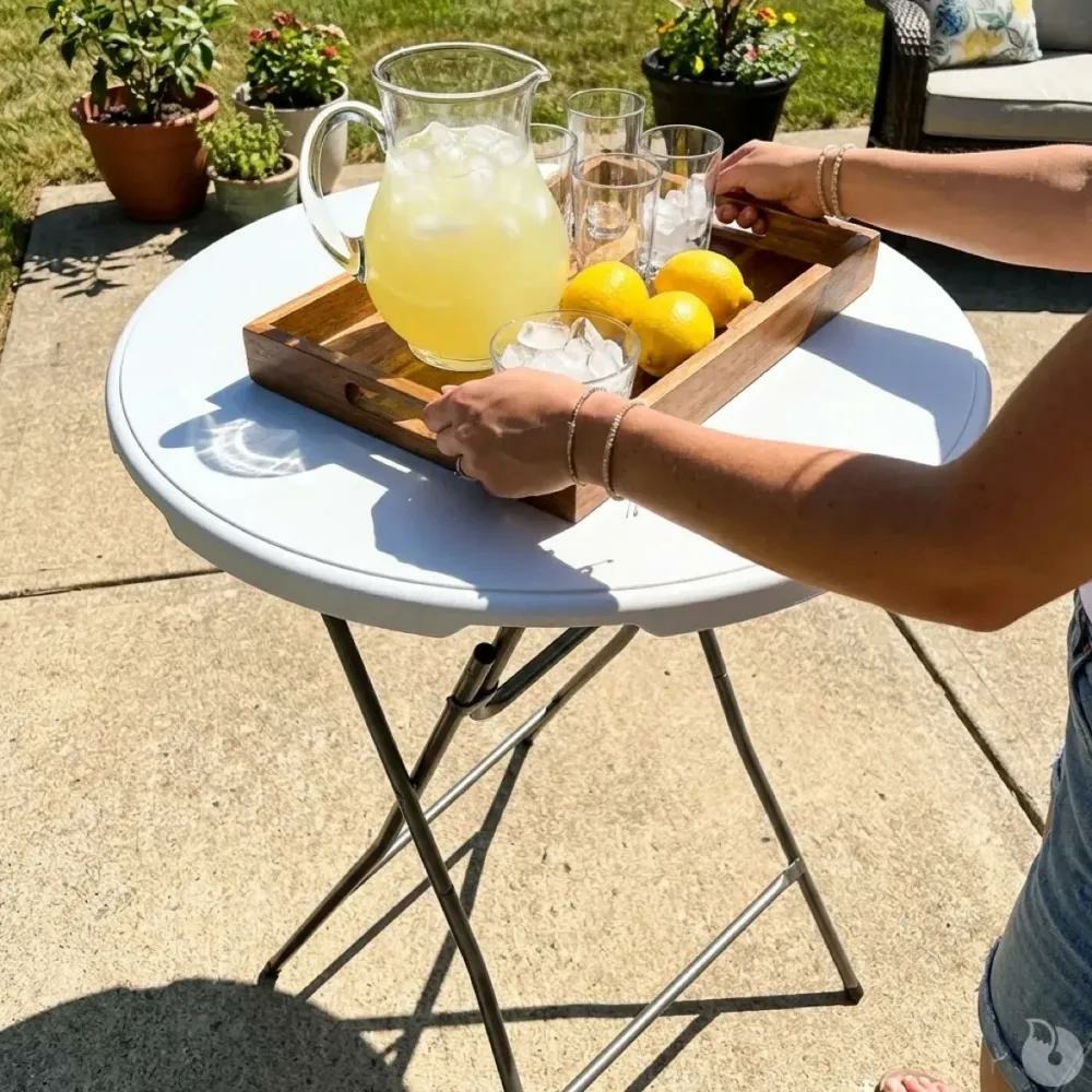 Table de bar ronde blanche diamètre 80 cm - hauteur 80 cm - pliable