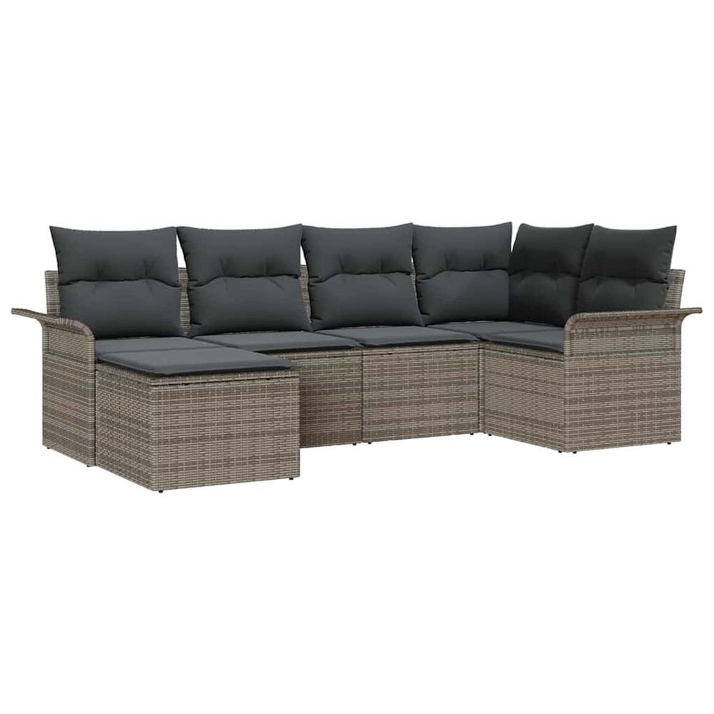 Ensemble de canapé de jardin 6 pc gris polyrotin