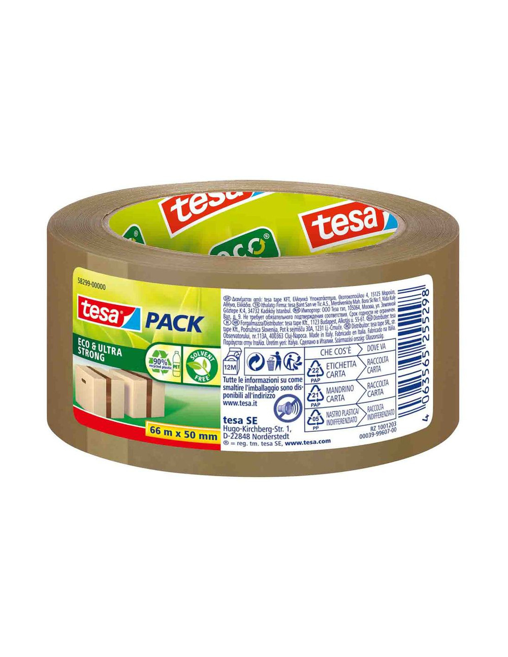 Adhésif d'emballage eco & ultra strong 66 m x 50 mm - tesa