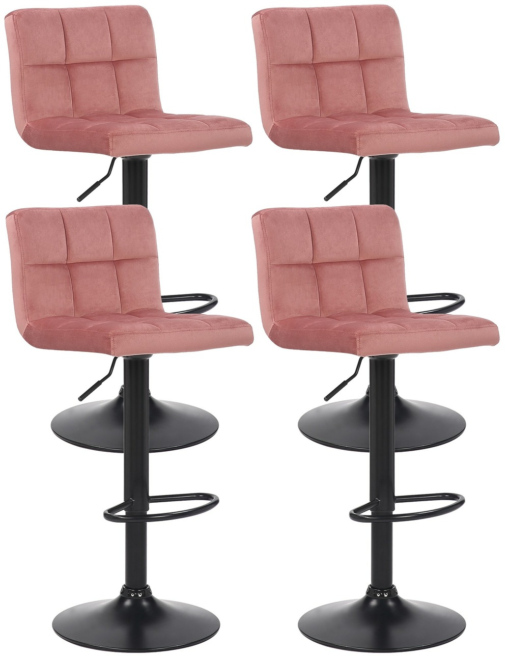 Lot de 4 tabourets de bar feni velours