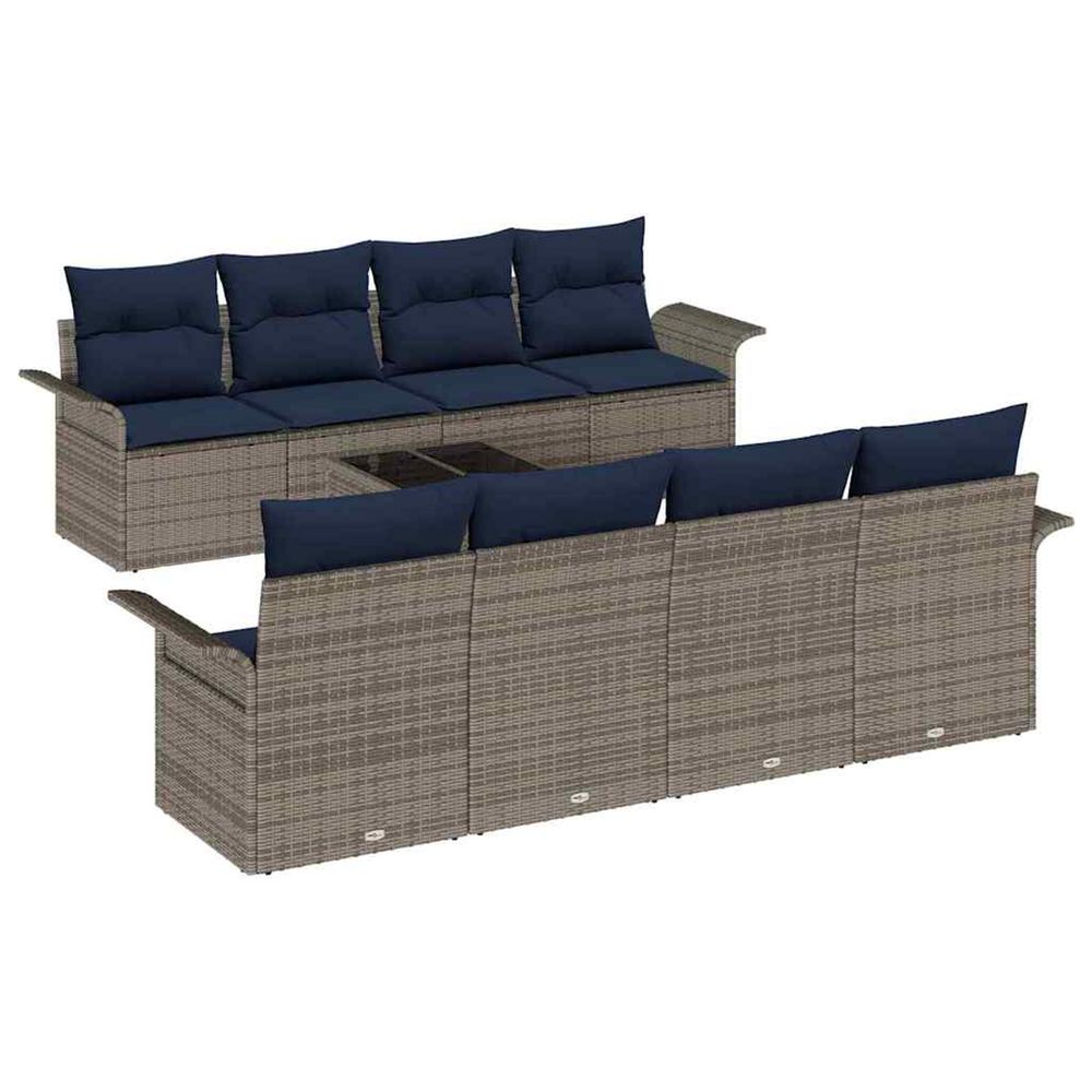 Ensemble de canapé de jardin 9 pc gris polyrotin