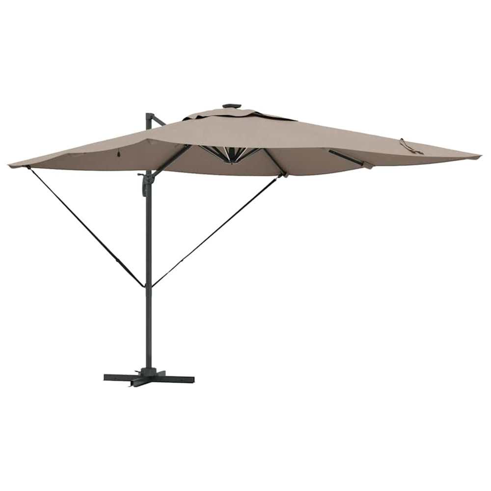 Parasol taupe 286 x 284 x 270 cm aluminium et polyester