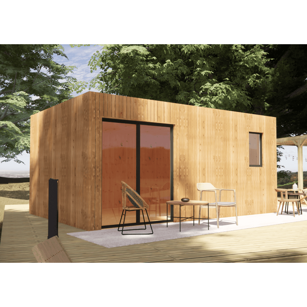 Studio de jardin bien isolé en bois 5,5 x 3,5 x 2,7 m / isolation re2020 avec plancher isolé