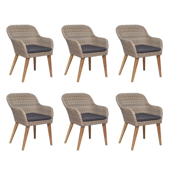 Salon de jardin avec coussins 7 pcs résine tressée