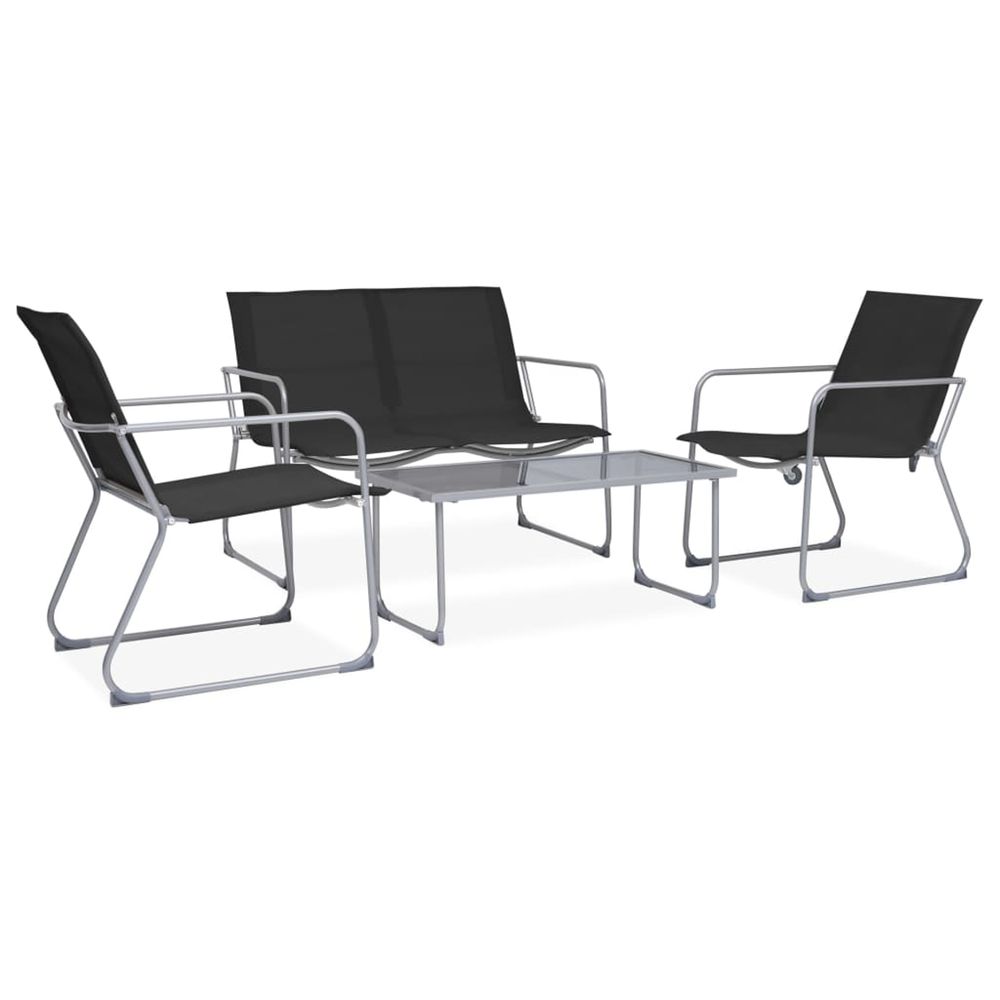 Salon de jardin 4 pcs tissu et acier noir