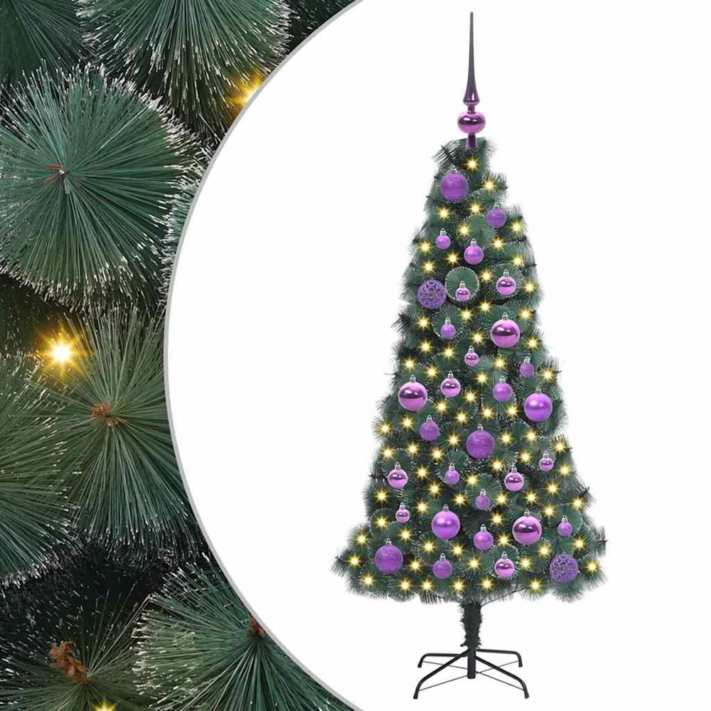Arbre de noël artificiel pré-éclairé avec set de boules vert