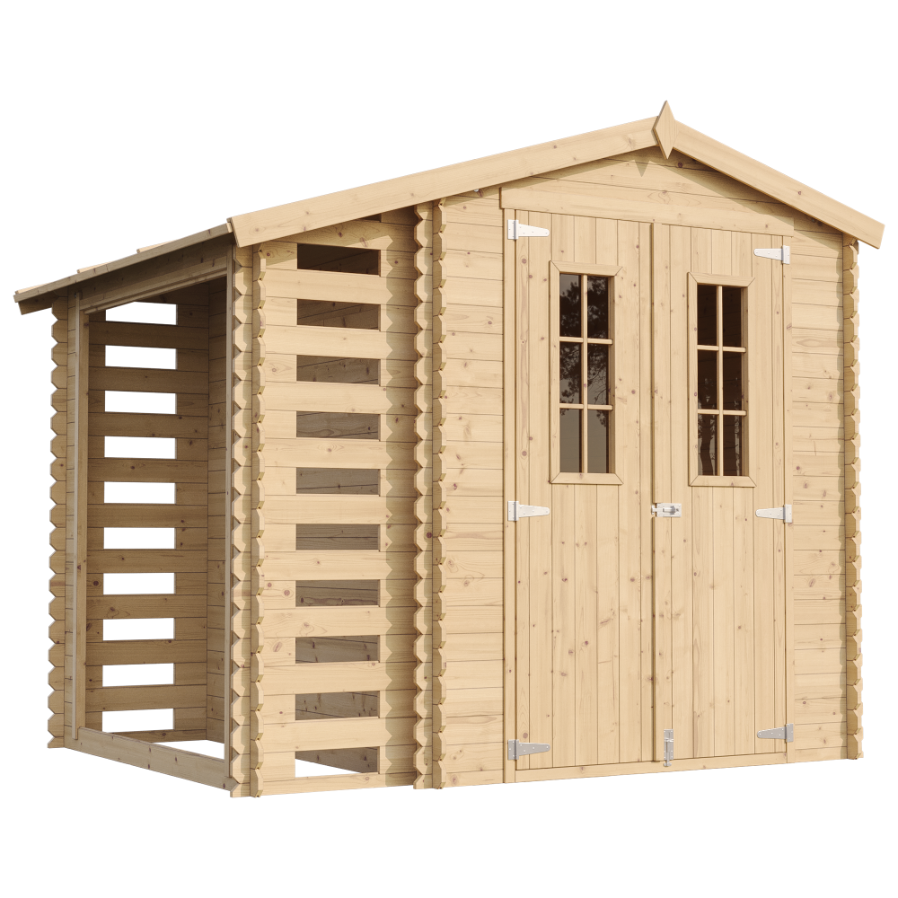 Abri de jardin en bois avec à bûches / rangement 4,47 m² - h218 x 272 x 206 cm - m386c