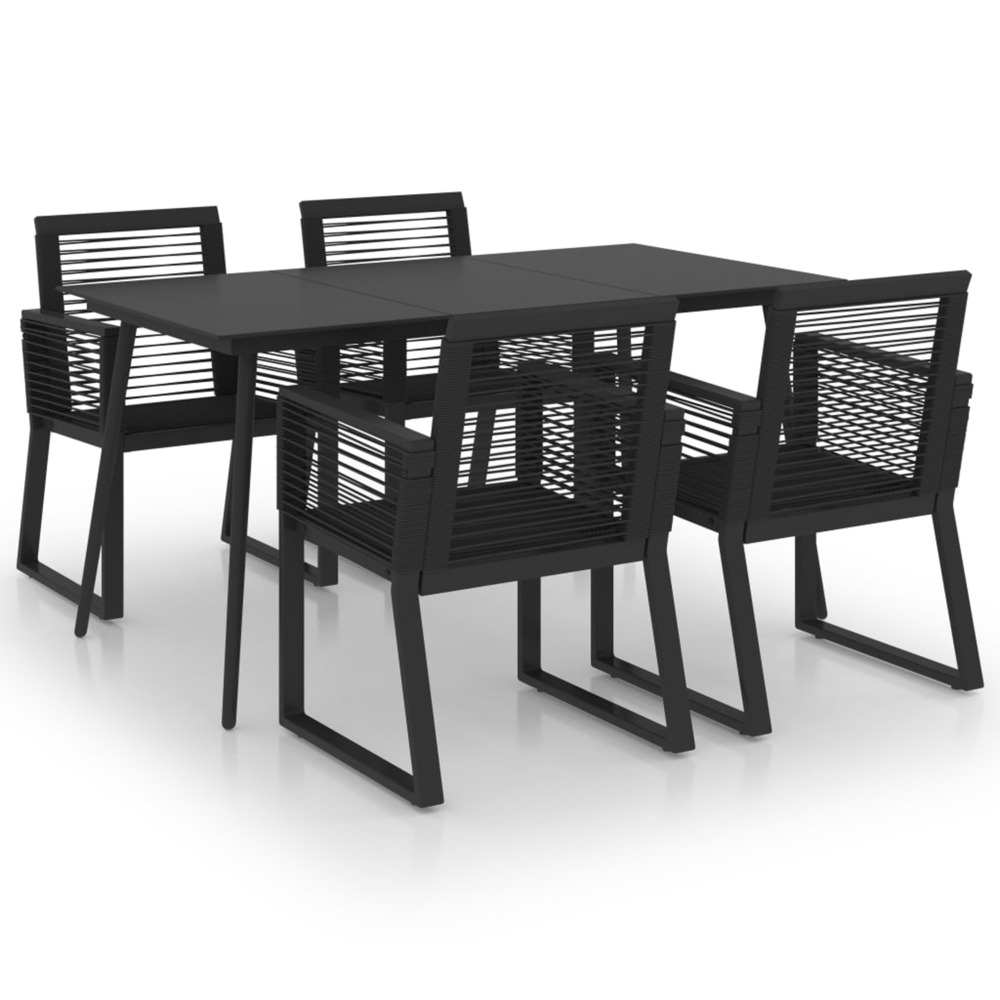Ensemble à manger d'extérieur 5 pcs rotin pvc noir