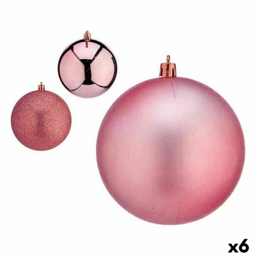 Lot de boules de noël rose plastique 12 x 13 x 12 cm (6 unités)