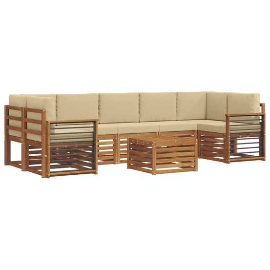 Ensemble de canapés d'extérieur 8 pc naturel et beige