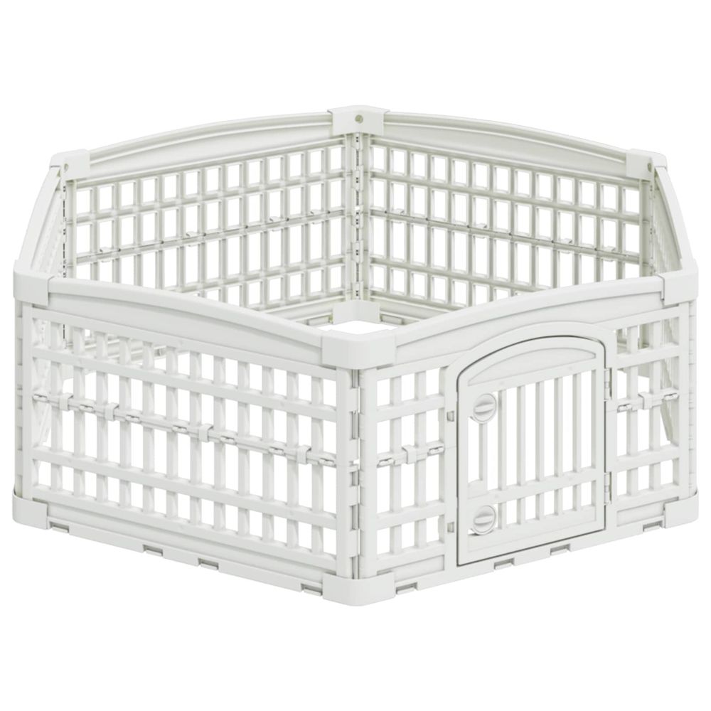 Parc de jeu pour chiens à 6 panneaux 122 x 106,5 x 40 cm blanc