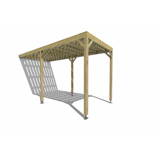 Pergola bois • 2m x 5m • adossée • sens largeur • platelage bois • livraison comprise