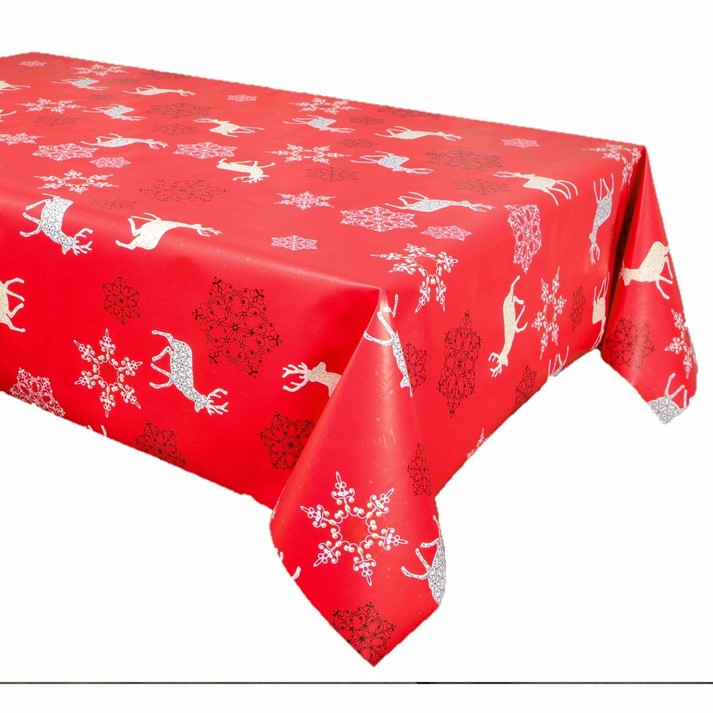 Nappe en toile cirée rectangulaire rennes - 140 x 250 cm - rouge
