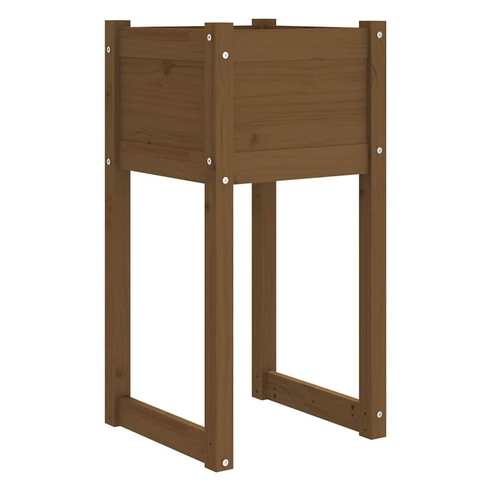Jardinière d'extérieur marron miel 40x40x81 cm bois massif de pin