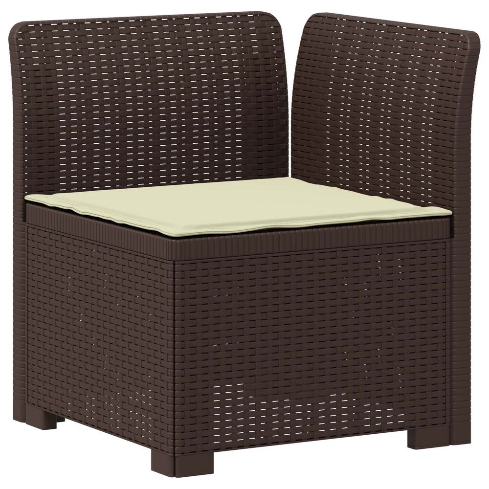 Canapé de jardin 1 place avec coussin look rotin pp marron