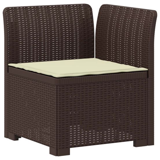 Canapé de jardin 1 place avec coussin look rotin pp marron