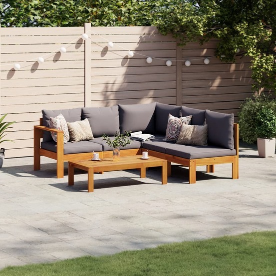 Salon de jardin avec coussins 4 pcs bois d'acacia massif