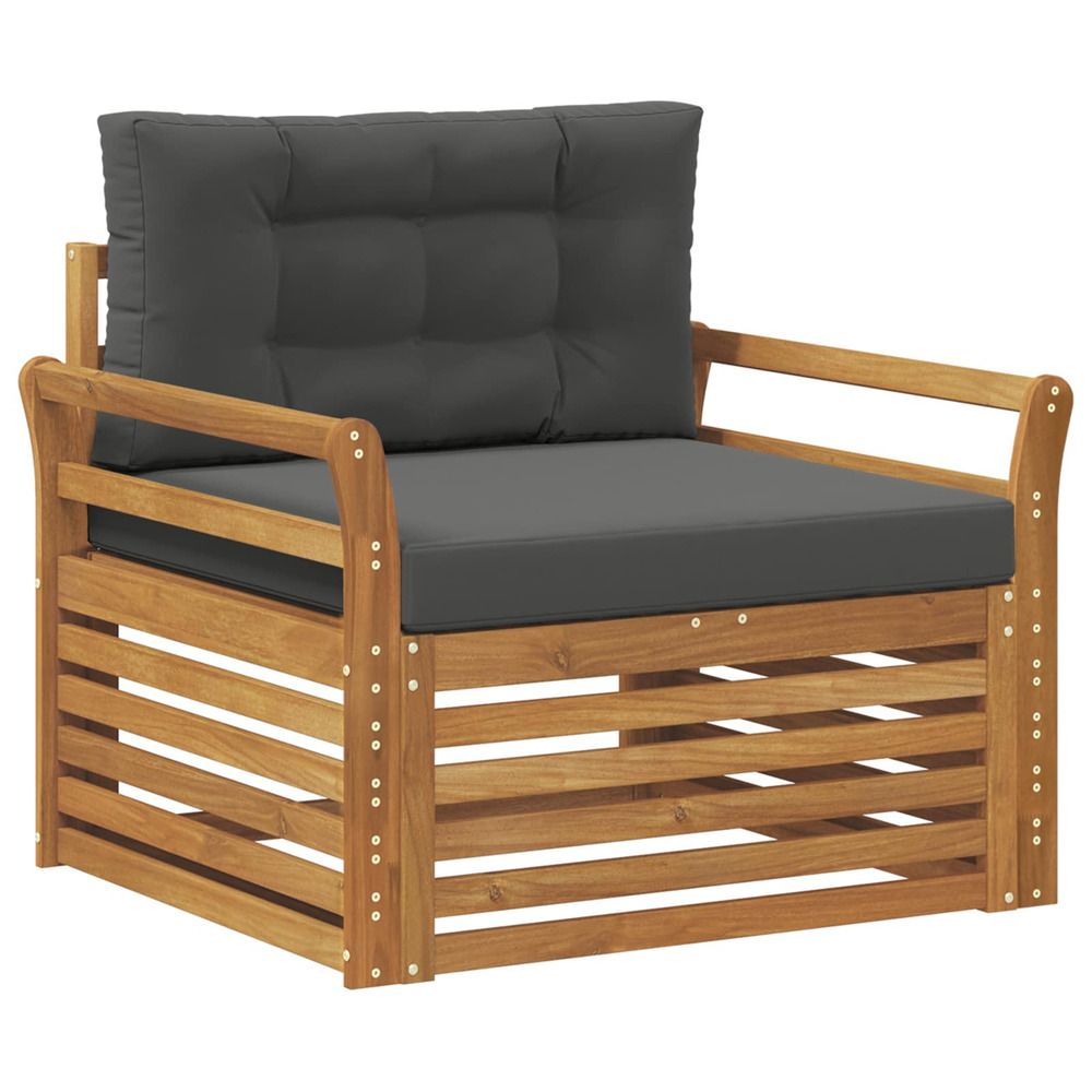 Canapé d’extérieur bois d'acacia massif et polyester