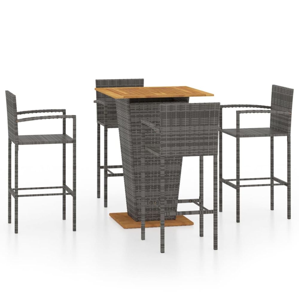 Ensemble de bar de jardin 5 pcs gris