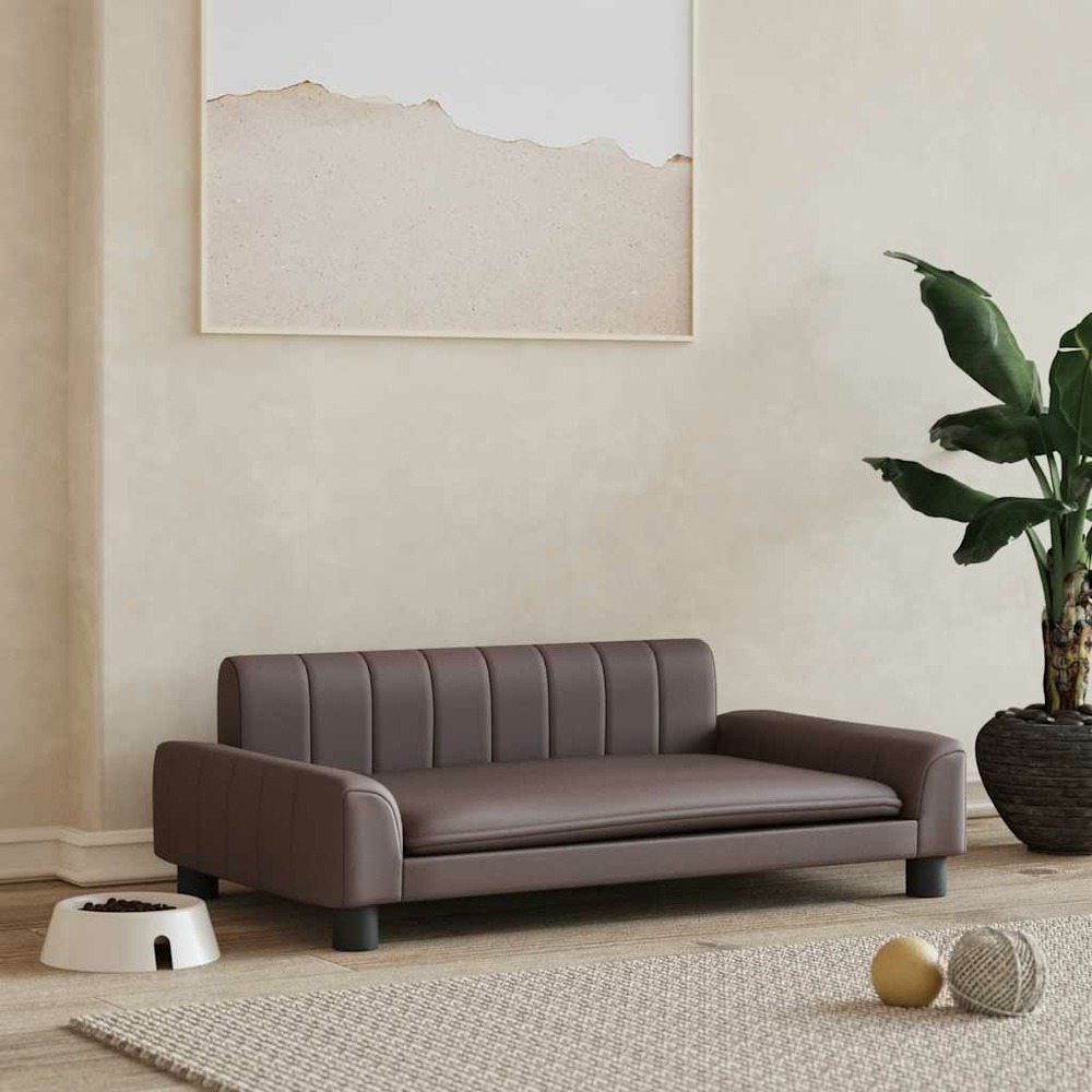 Lit pour chien marron 90x53x30 cm similicuir