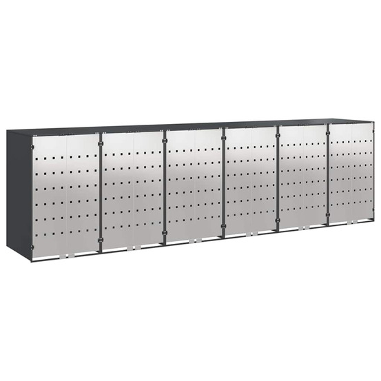 Rangement de poubelle à roulettes pour 3 poubelles anthracite
