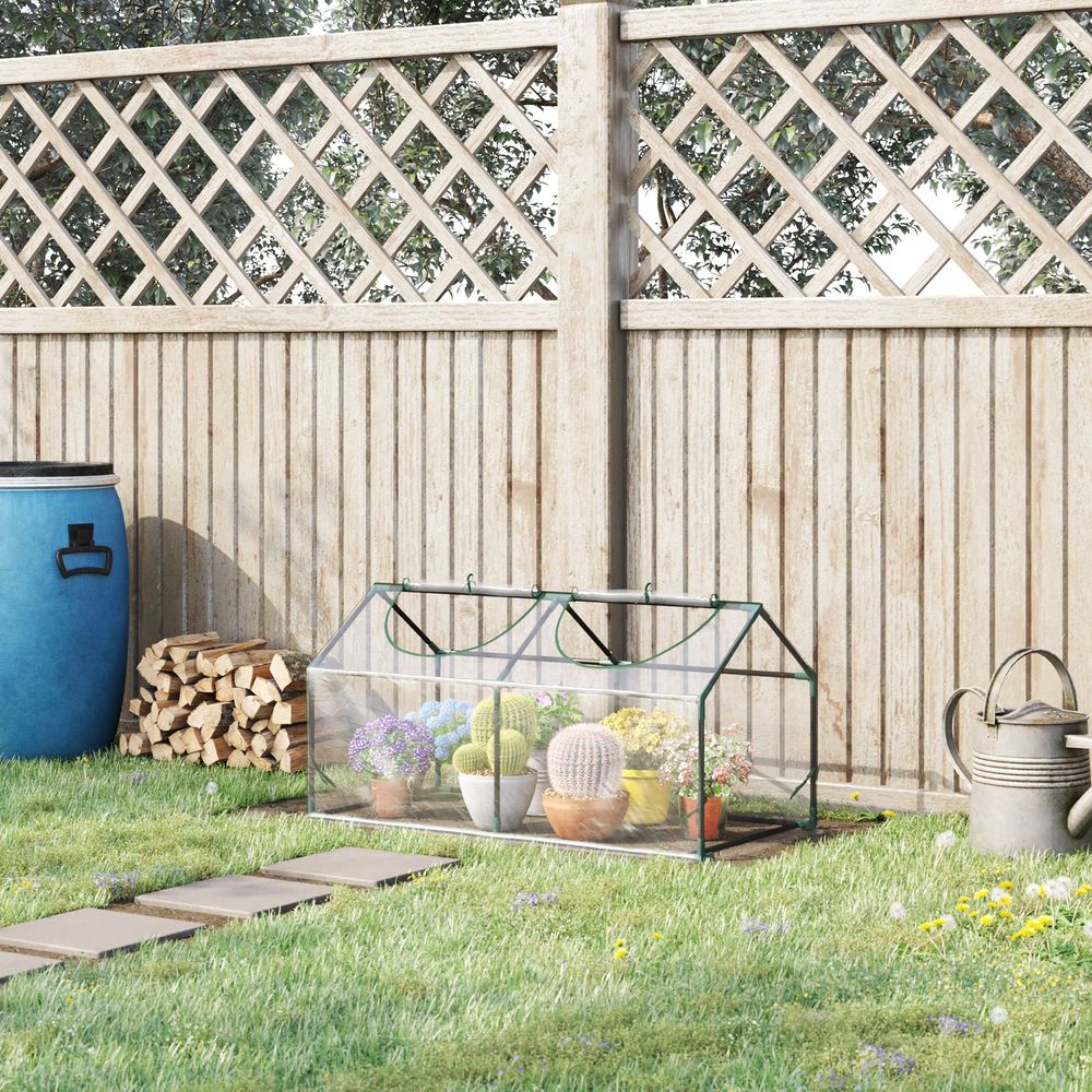 Mini serre de jardin acier et plastique transparent 120 x 60 x 60 cm balcon semis potager - comfortxl outdoor living