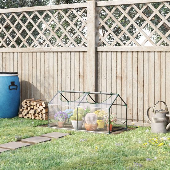 Mini serre de jardin acier et plastique transparent 120 x 60 x 60 cm balcon semis potager - comfortxl outdoor living