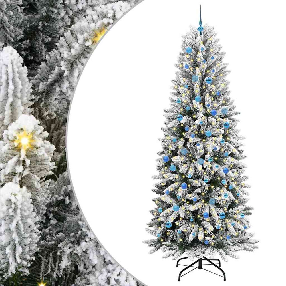 Sapin de noël artificiel avec 300 led avec support blanc 240 cm