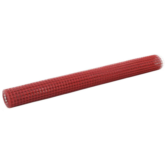 Grillage acier avec revêtement en pvc 25x1,5 m rouge