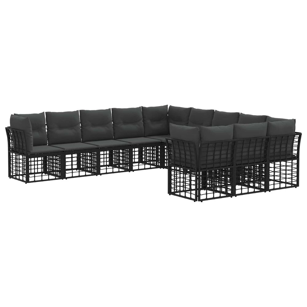 Ensemble de canapés d'extérieur noir et gris foncé polyester