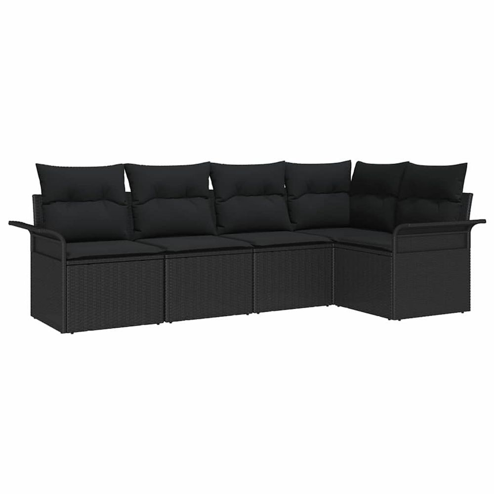 Ensemble de canapé de jardin 5 pc noir polyrotin